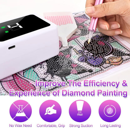 Philorn Electric Diamond Painting Pens, Rechargeable Cordless Diamond Art Pen, 1200mAh, Diamond Art Vacuum Pen with Storage Case, 5 Suction Levels, LED Screen Display, Diamond Art Accessories