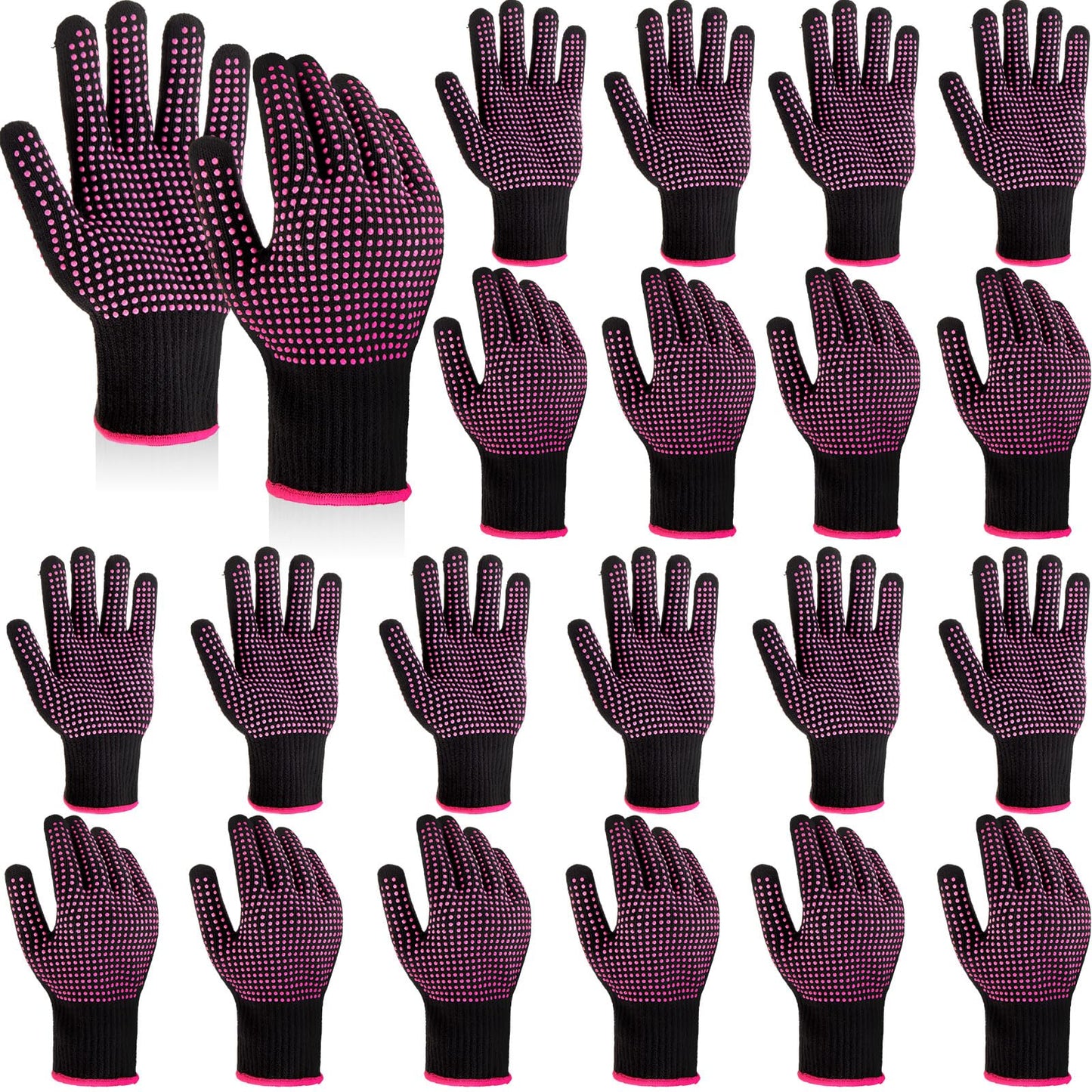 Suhine 20 Pcs Professional Heat Resistant Gloves for Hair Styling Curling Heat Resistant Work Gloves(Silicone Bumps Style)