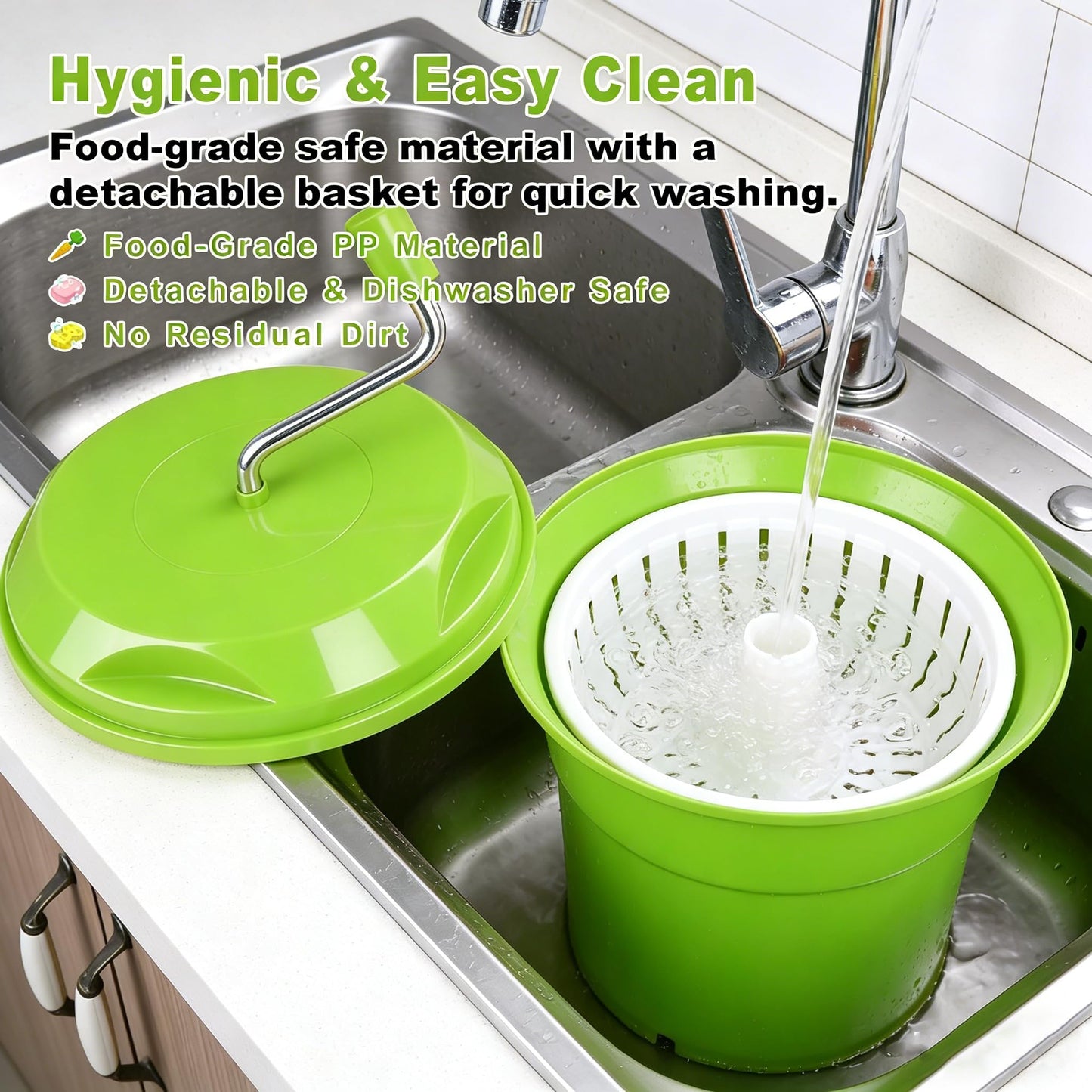 Heavy-Duty Vegetable Spinner, 12L Large Capacity Salad Dryer, Manual Lettuce Spinner for Commercial Catering, 3 Gallon Food-Grade Veggie Drainer for Restaurants, Food Trucks & Home Kitchens