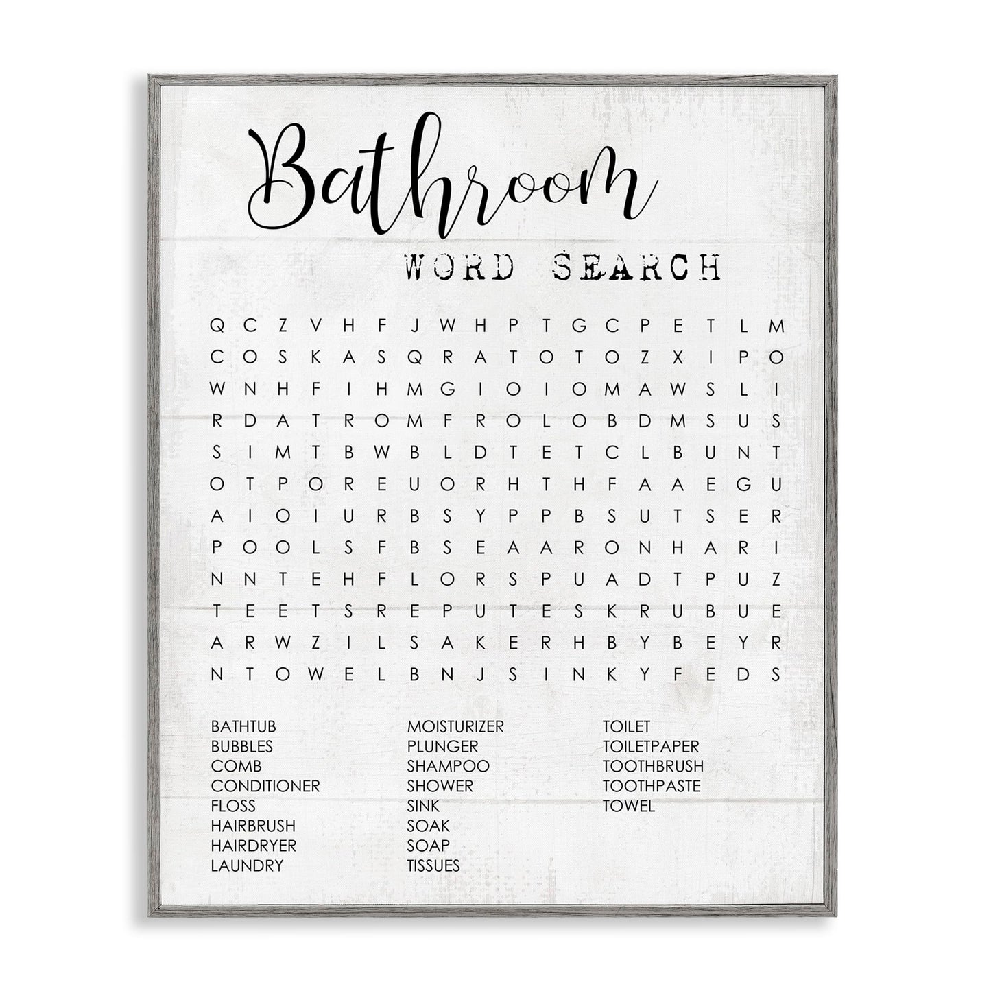 Stupell Industries Bathroom Search Fun Family Word, Design by Daphne Polselli Wall Art, 11 x 14, Black