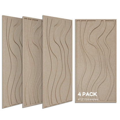 BUBOS 4 Pack Large Acoustic Panels, Total-Size 47.2 x 23.6 Inches Soundproof Wall Panels, Decorative Sound Panels, Self-Adhesive Acoustic Wall Panels for Recording Studio, Home&Office (Camel, 4 Pack)
