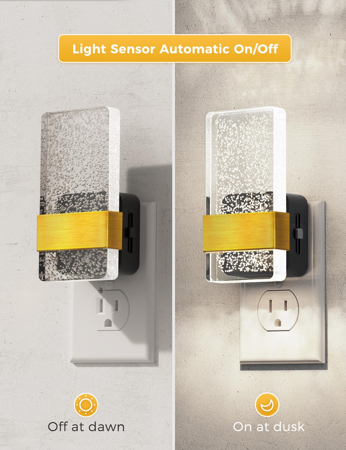 L LOHAS LED Night Lights Plug Into Wall, 2 Pack Plug in Night Light LED with Dusk to Dawn Sensor, 0-100LM Dimmable Nightlight, Wall Sconce-Style Design Nightlights for Bathroom, Hallway,Stairway,Gift