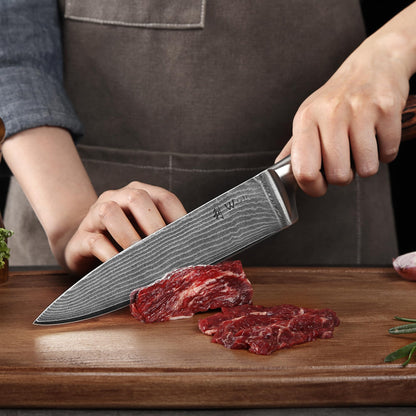 Wakoli EDIB 5-Piece Damascus Knife Set, Professional Kitchen Knives made of 67-Layer Damascus Steel with VG10 Core Blades, Ergonomic Pakkawood Handles, In Wooden Gift Box