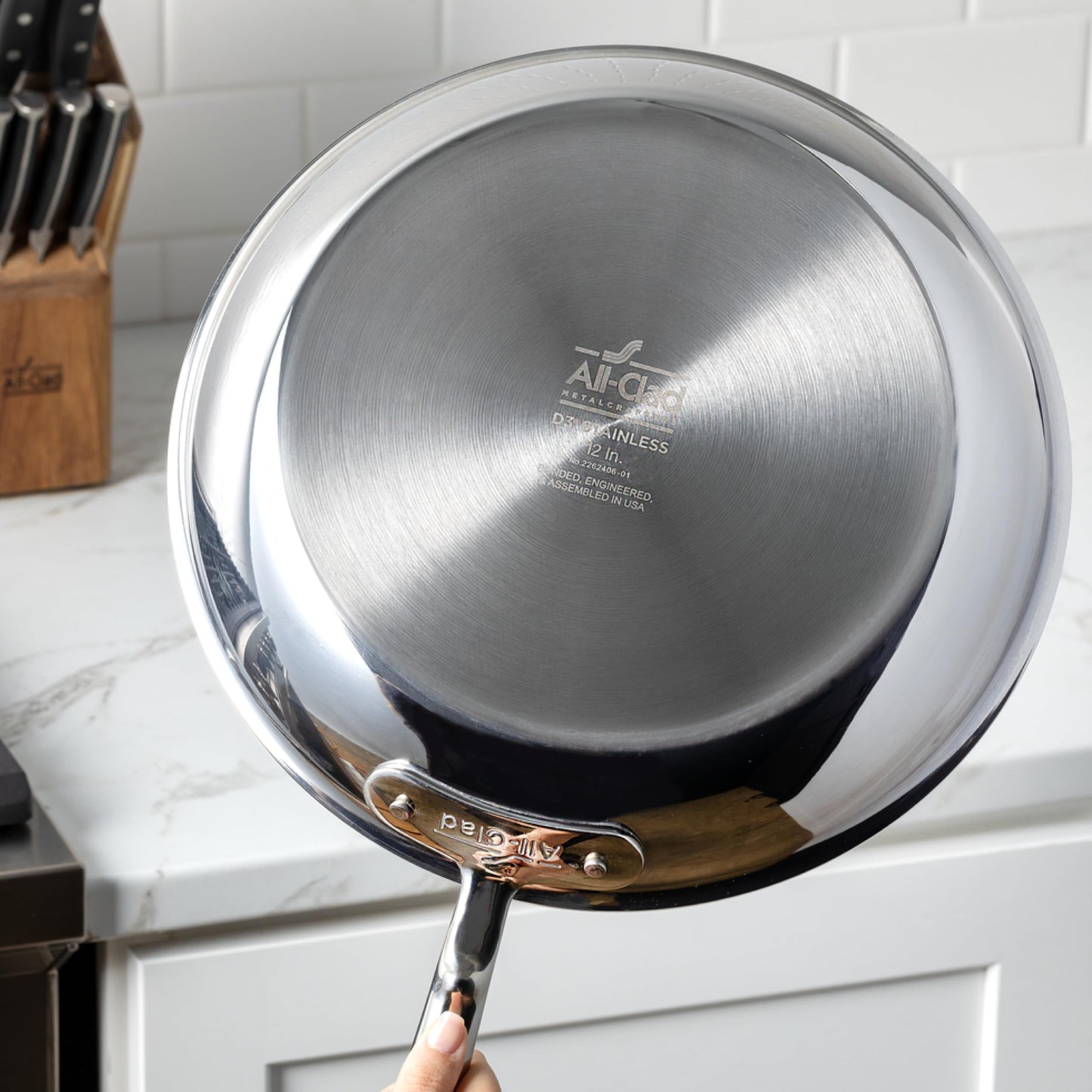 All-Clad D3® Stainless Steel 12 inch Frying Pan With Lid- Made in the USA- The Original Bonded Professional Cookware- Oven Safe & Induction Compatible