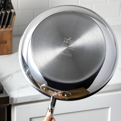 All-Clad D3® Stainless Steel 12 inch Frying Pan With Lid- Made in the USA- The Original Bonded Professional Cookware- Oven Safe & Induction Compatible
