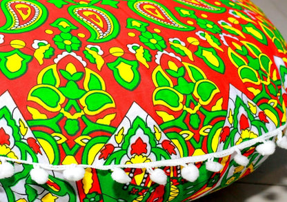 22" CRAFT KALA Round Mandala Comfort Meditation Floor Pillow Cover, Large Pillows Seating Cover for Adults, Cushions