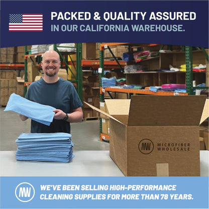 MW Pro Microfiber Cleaning Cloth | Blue | 12 Pack | 16” x 16” | All Purpose Microfiber Towels - Clean, Dust, Polish, Scrub, Absorbent