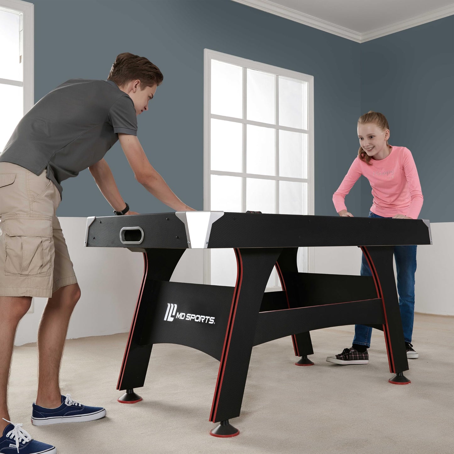 MD Sports 5 Ft. Air Hockey Table with Electronic Scorer and Pusher and Puck Set
