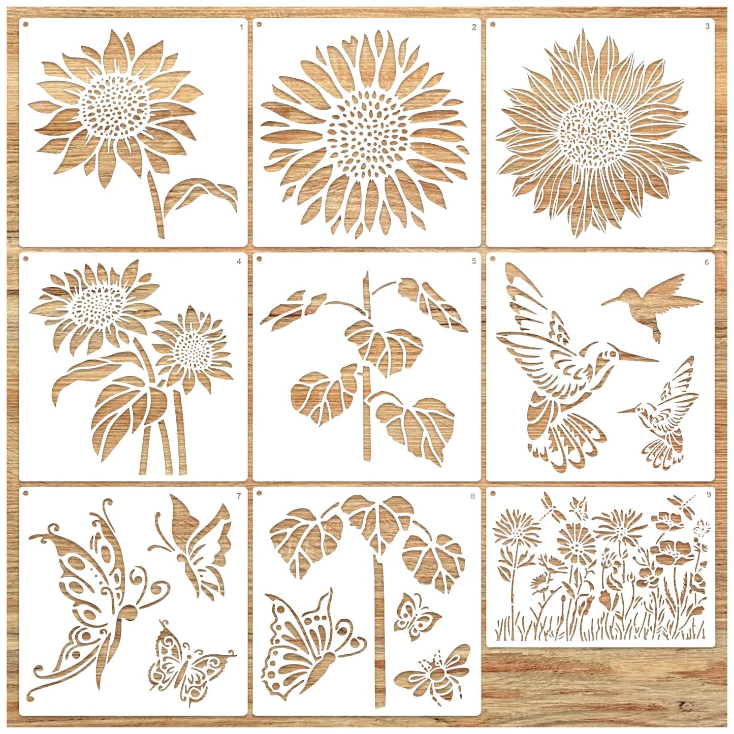 Large Sunflower Stencil Fence Stencils for Outdoors Reusable Floral Templates Large Flower Stencils for Painting on Wood Fence Garden Wall Mural DIY Crafts Canvas Fabric Furniture(sunflower9)