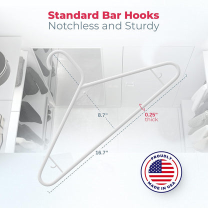 Neaties Plastic Hangers 30 Pack - Durable 6lb Capacity Clothes Hangers with Strap Hooks - White