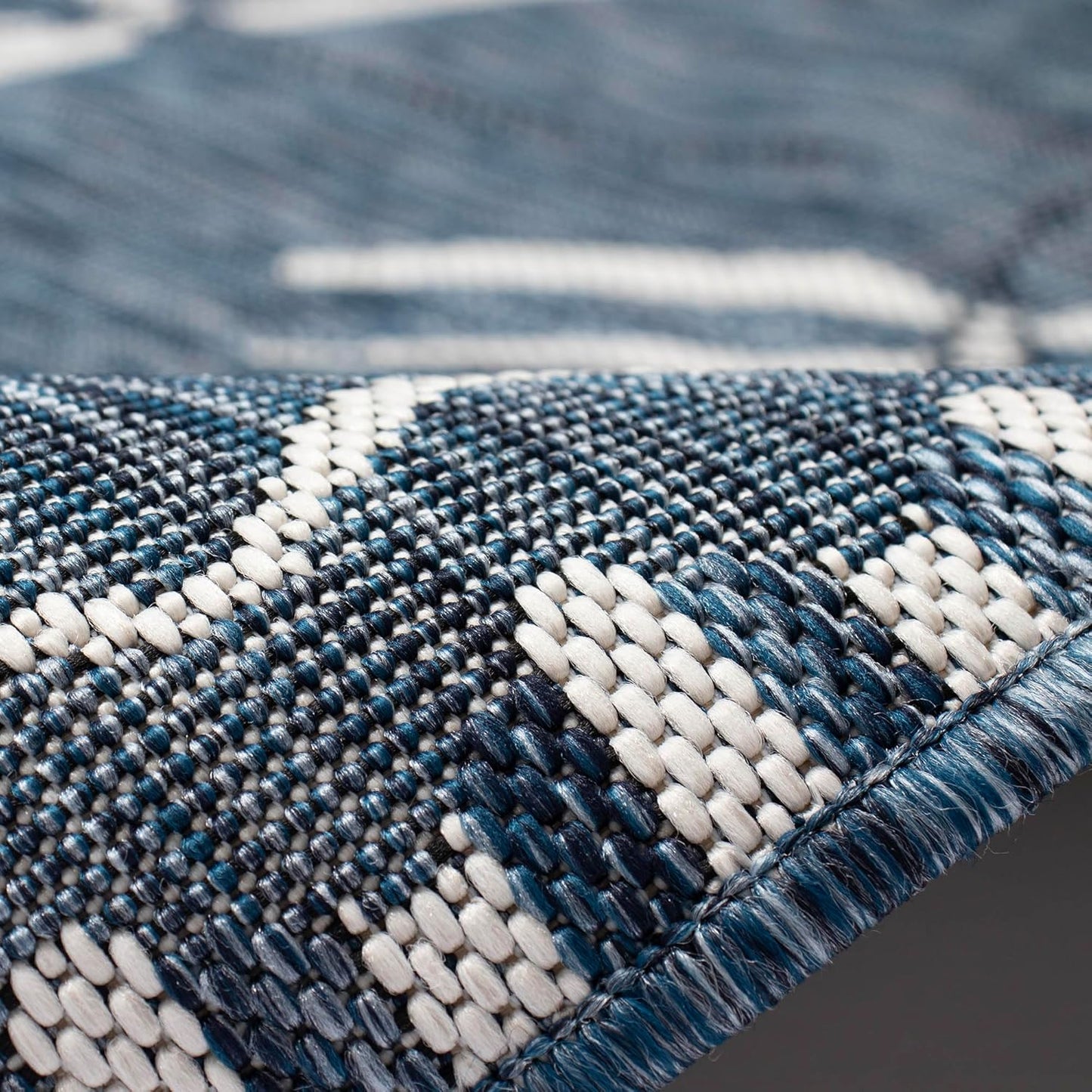 Liora Manne Carmel Low Profile Indoor/Outdoor Woven Rug, Decorative Botanical Dragonfly in Navy, 3'3" x 4'11"