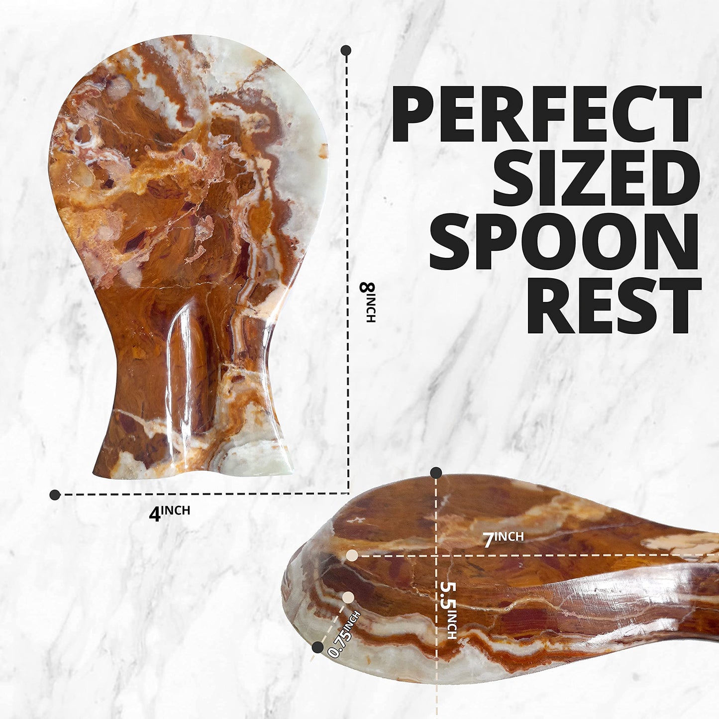TheWolfard Luxury Handmade Multi Green Calcite Crystal Spoon Rest for Kitchen Counter, Best Spatula Holder for Kitchen Accessories & Housewarming Gifts.