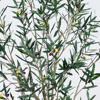 Nearly Natural Greco Olive Tree Artificial Indoor 7FT Tall Designer Ultra Realistic Thick Trunk Faux Olive Tree for Home and Office Decor, Fake Olive Tree with Olive Tree Branches and Lifelike Fruits