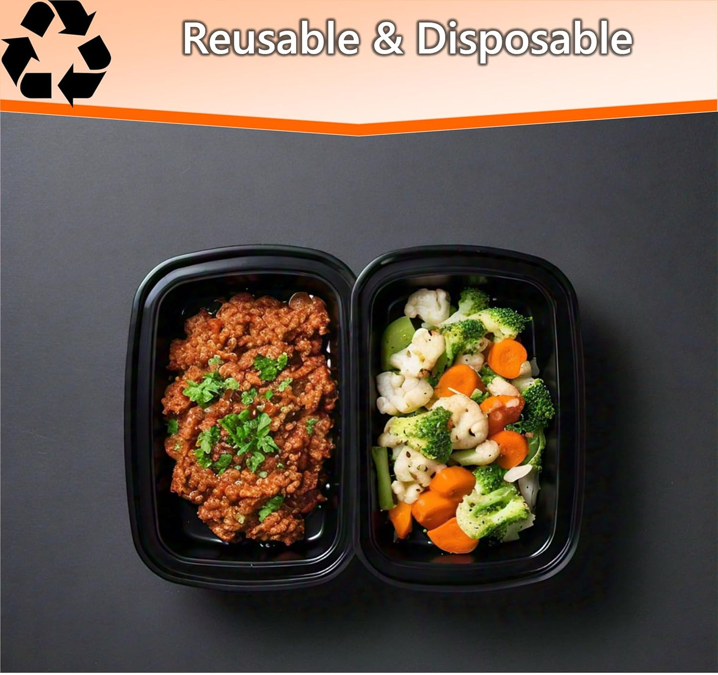 Mr Miracle Meal Prep Containers with Lids, 50 Pack, 38 Oz Leakproof Disposable Food Containers