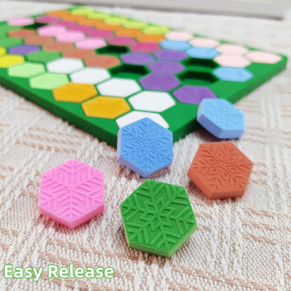 Hexagon Snowflakes Silicone Baking and Candy Mold with Scraper, Snowflake Molds for Gummies and Chocolates