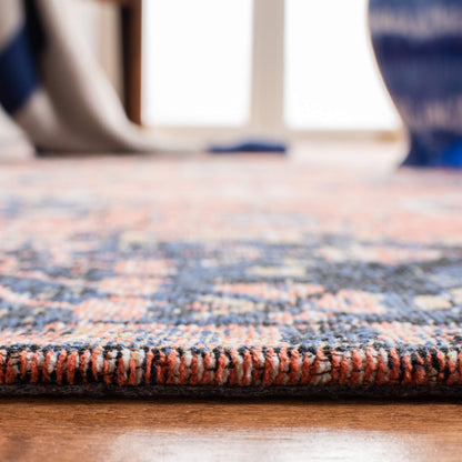 SAFAVIEH Area Rug 8x10 - Classic Vintage Collection - Large - Rust & Navy, Cotton, Oriental Distressed Design, Easy Cleaning, Ideal for Living Room, Bedroom, Office, Dining Space (CLV305P)