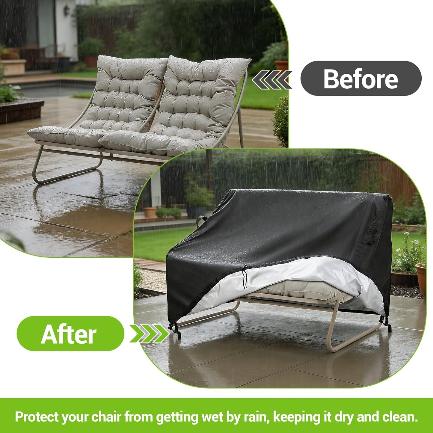 50"L48"W37"H) Kasla Patio Double Chair Cover, Waterproof Heavy Duty Cover for Outdoor Loveseat & Glinder Bench