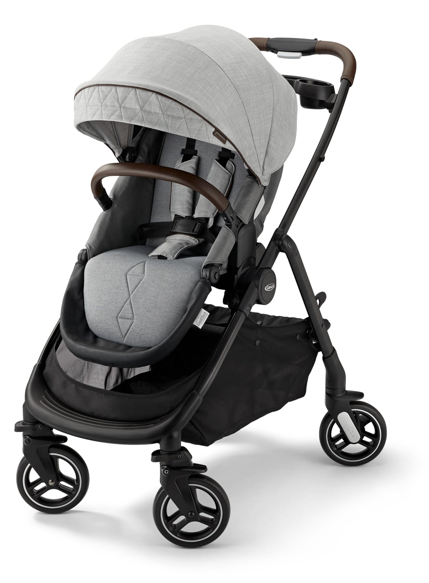 Graco® Premier Modes Merge Stroller with EZ Spin Wheels for 360 Rotation, 3 Modes: Infant Car Seat Carrier, Carry Cot, to Toddler Stroller, Reversible Baby Stroller Seat, Midtown