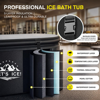 Inflatable Ice Bath Tub for Athletes – 216-Gallon Cold Plunge Tub with Insulated Lid, Full-Body Stretch Design, Insulated & Water Chiller Compatible, Portable for Indoor & Outdoor Recovery