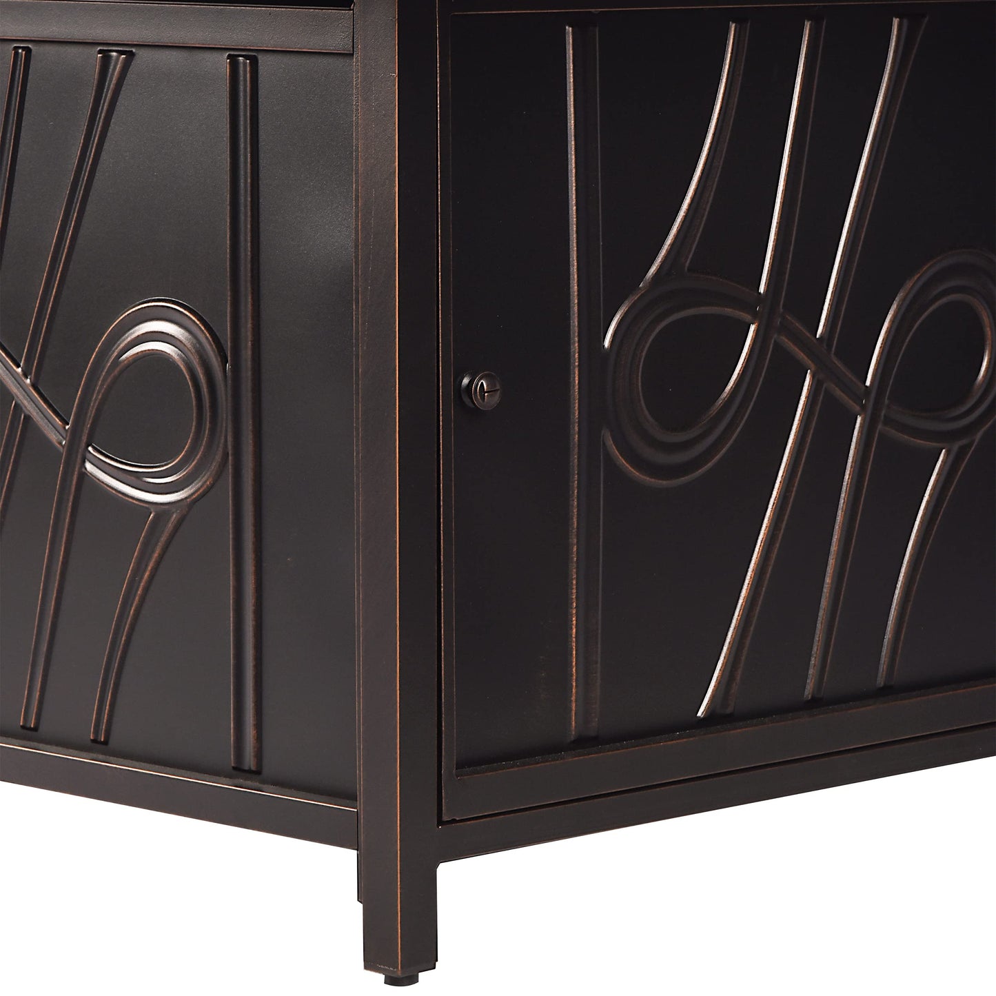 Oakland Living Aluminum 57,0000 BTU 42 in. Square Propane Black Fire Pit Table with Fire Beads, Lid, Propane Tank Cover and Table Fabric Covers in Copper Finish,AZREGIS-FPT-AC