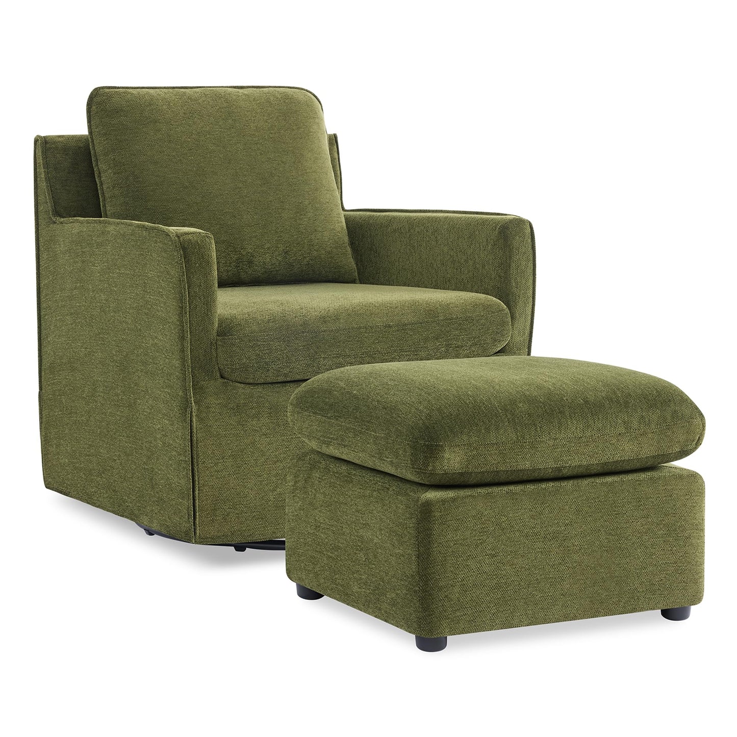 KISLOT Swivel Accent Chair with Ottoman, Rocking Recliner 360 Degree Swivel Armchair Machine-Washable Cover for Nursery Living Room Bedroom