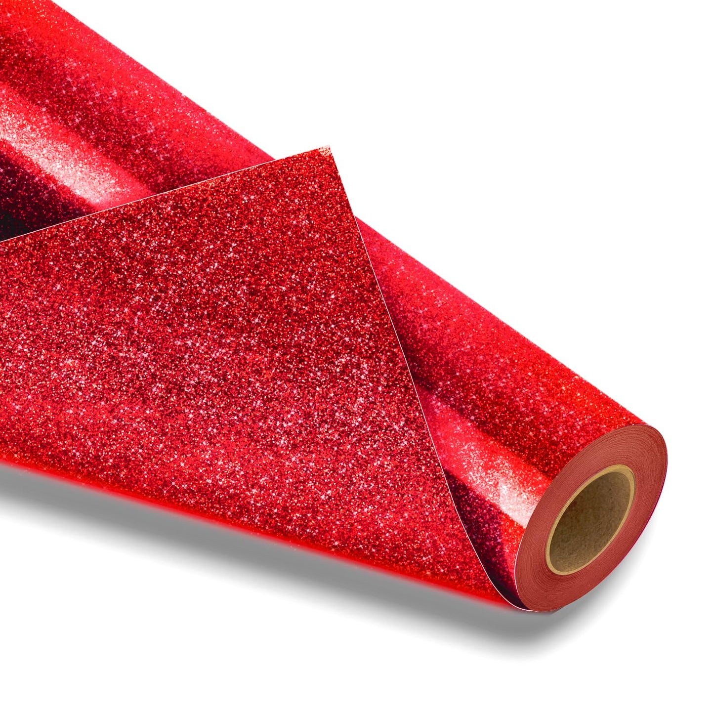 VinylRus Red Glitter HTV Heat Transfer Vinyl Roll-12 x 10ft Red Glitter HTV Vinyl for T-Shirt Clothing Bags,Glitter Iron on Vinyl for All Cutter Machine - Easy to Cut and Weed