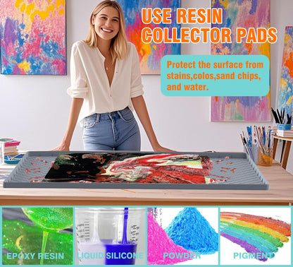 Large Silicone Craft Mat with Raised Edges for Resin Art & Epoxy Projects | Heat-Resistant Non-Slip Surface, Spill Containment Walls, Easy-Clean Design