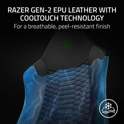Razer Iskur V2 X NewGen Ergonomic Gaming Chair — Built-in Lumbar Support, Cooltouch Gen-2 EPU Leather, Ultra-Wide Seat Base, Adjustable 152 Degree Recline, Foam Cushions — Black/Green