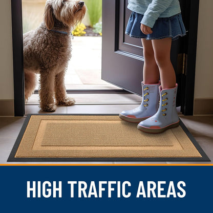 OLANLY Waterproof Front Door Mat - All-Season Natural Rubber Doormat, Easy Clean, 47x17, Butter Yellow