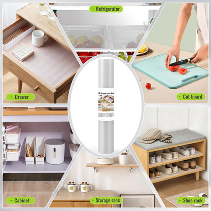 Palantimos Thick Clear Shelf Liner, 17.7" x 236", Heavy-Duty Non-Adhesive EVA Cabinet & Drawer Liner, Waterproof, Oil-Resistant, Easy to Cut for Wire Shelves, Fridge, Kitchen, Pantry