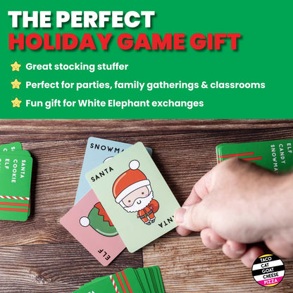 Taco Cat Goat Cheese Pizza - Santa Cookie Elf Candy Snowman Holiday Card Game | Fun for 2-8 Players, Perfect for Stockings and White Elephant Gifts