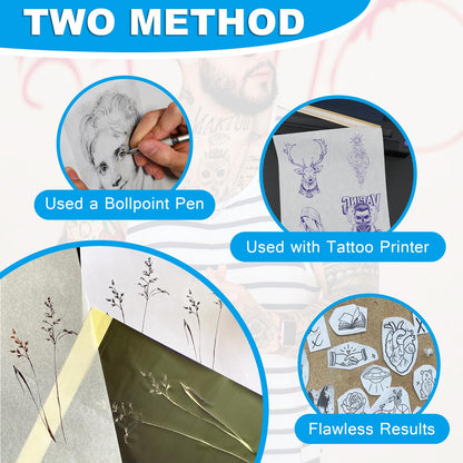 Emalla INKDOT Tattoo Transfer Paper, 100 Sheets Premium Stencil Paper 4-Layer Thermal Transfer Paper 8.27" X 12" for Crisp Designs A4 Size Tracing Paper for Beginners or Artist Tattoo Supplies