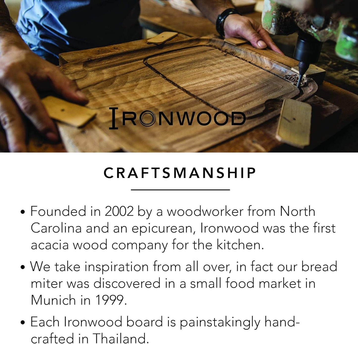 Ironwood Gourmet Acacia Wood Cutting Board, 10.6 x 7-Inch