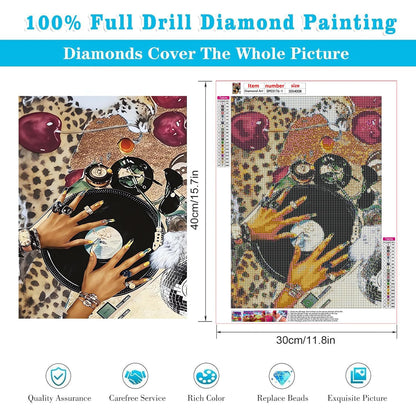 Diamond Art Kits for Adults Beginner, 4 Pack Fashion Leopard DIY Diamond Painting Kits 5D Diamond Dots Gem Art Crafts with Tools,Round Full Drill Funny Crafts for Home Wall Decor&Gift-12X16 inch