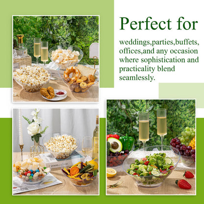 Liacere 54 OZ Clear Plastic Serving Bowls - 16PCS Angled Serving Bowls - Disposable Bowl for Candy Chip - Party Table Salad and Fruit，Can be Used Weddings and Gatherings＆ New Year