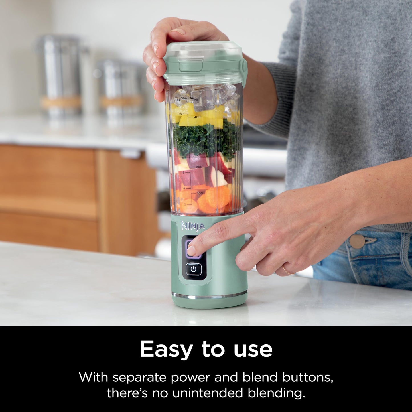 Ninja BC151BK Blast Portable Blender, Cordless, 18oz. Vessel, Personal Blender-for Shakes & Smoothies, BPA Free, Leakproof-Lid & Sip Spout, USB-C Rechargeable, Dishwasher Safe Parts, Black