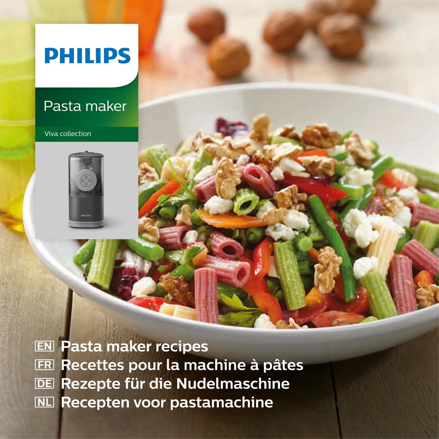Philips Kitchen Appliances Compact Pasta and Noodle Maker, Viva Collection, Comes with 3 Default Classic Pasta Shaping Discs, Fully Automatic, Recipe Book, Small, Black (HR2371/05)