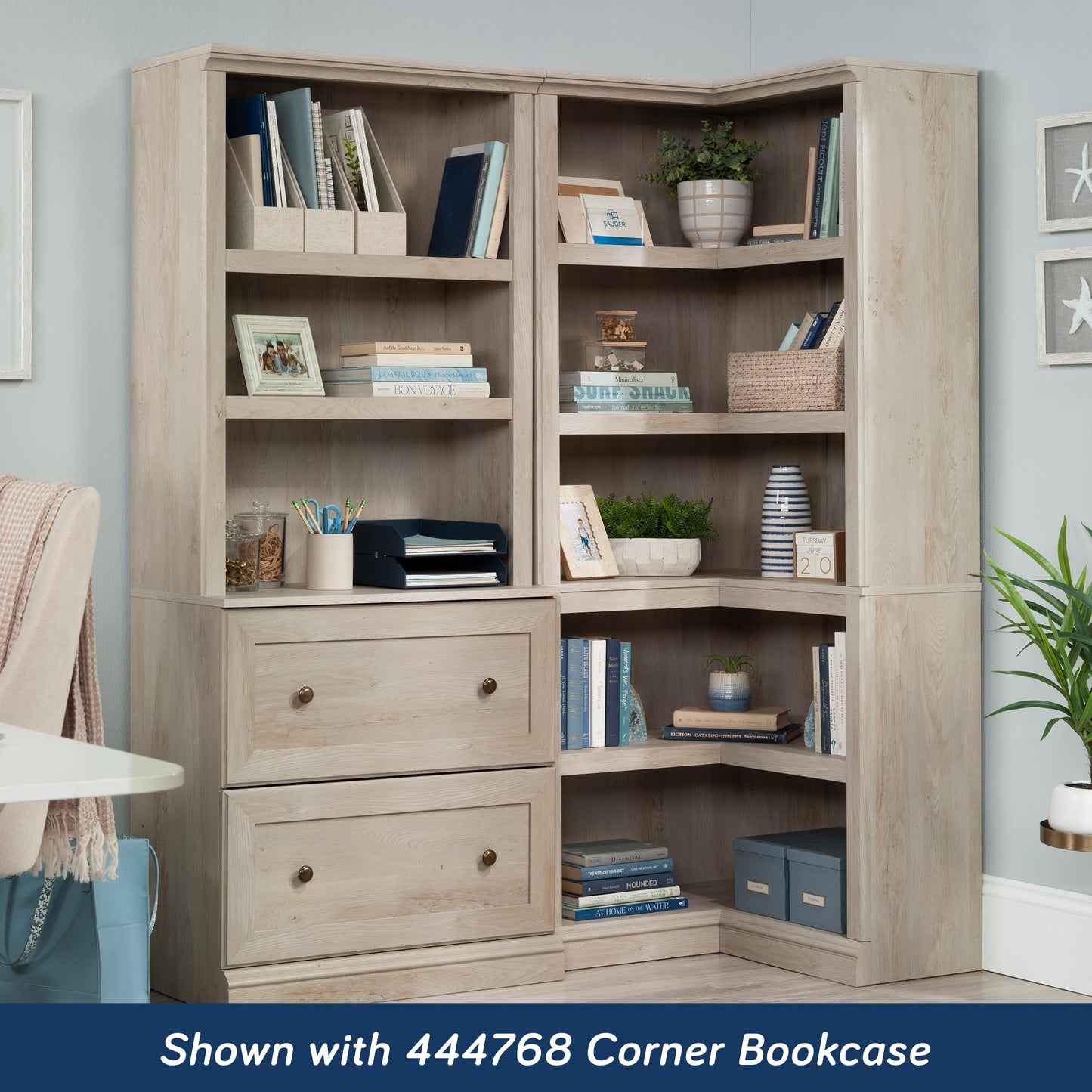 Sauder Miscellaneous Storage Library, Chalked Chestnut Finish