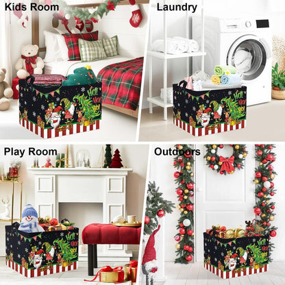 Clastyle Large Christmas Tree Gift Baby Basket Empty Snowman Snowflake Gnome Kid Toy Book Xmas Storage Collapsible Clothes Organizer Nursery Bin,Black,40*30*30 cm