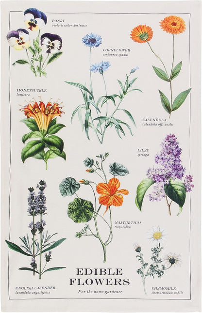 18x28 inches Now Designs Edible Flowers Printed Kitchen Towel