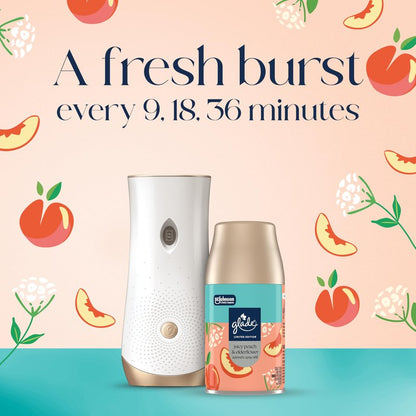 Glade Automatic Spray Refill, Juicy Peach & Elderflower, Scented Air Freshener for Home and Bathroom, 6.2 Oz, 2 Count