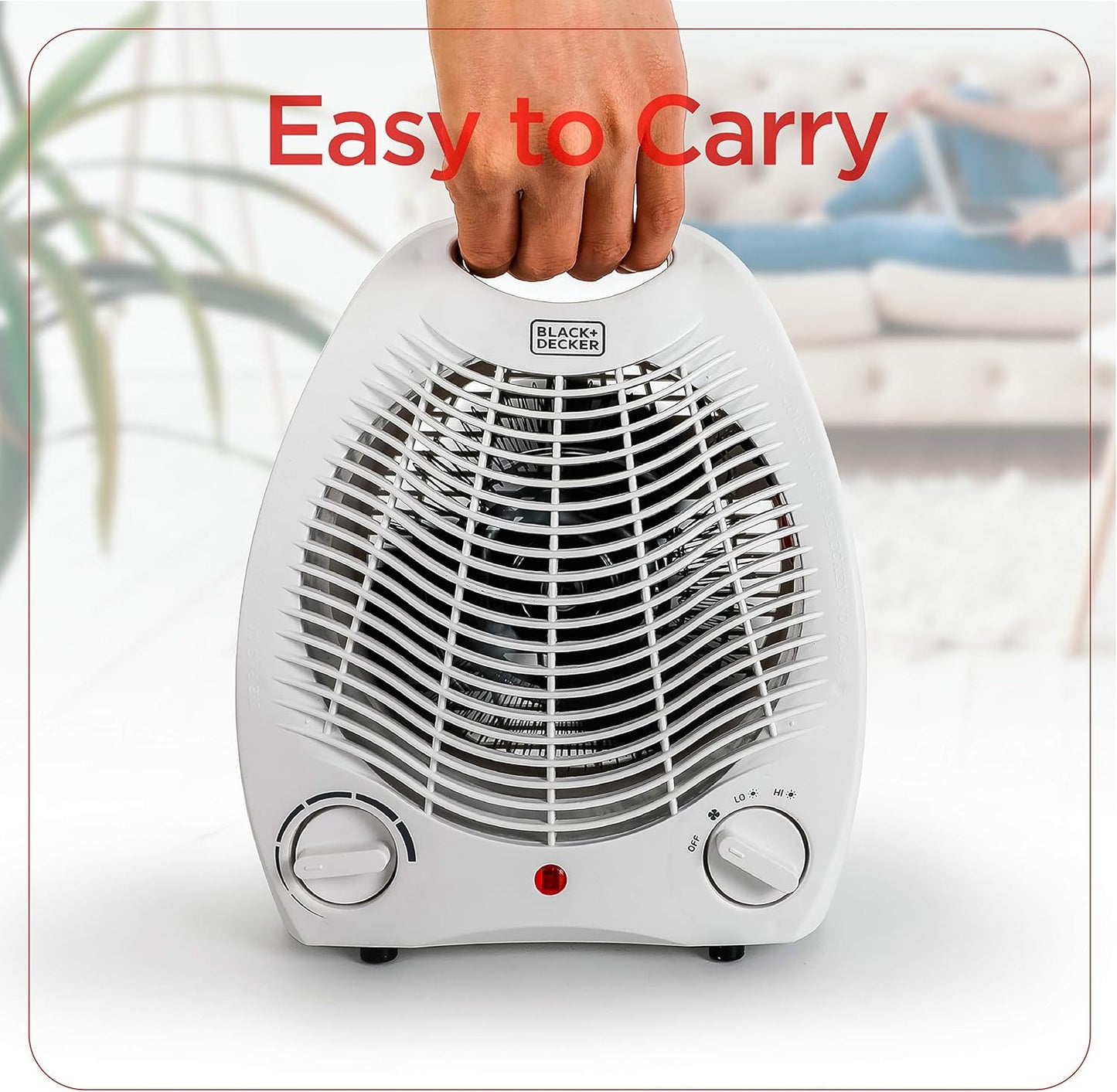 BLACK+DECKER Space Heater - Personal Heater for Office Desk, 3 Settings, Adjustable Thermostat, Black & White