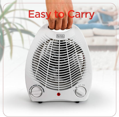 BLACK+DECKER Space Heater - Personal Heater for Office Desk, 3 Settings, Adjustable Thermostat, Black & White
