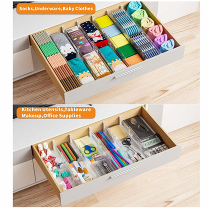 Yieach 8 Pack Clear Expandable Deep Drawer Separators From 15 to 21'' - 3.2 Inch Tall Acrylic Drawer Dividers for Clothes,Dresser Drawer Dividers for Dresser,Baby Nursery,Clothing,Sock or Underwear