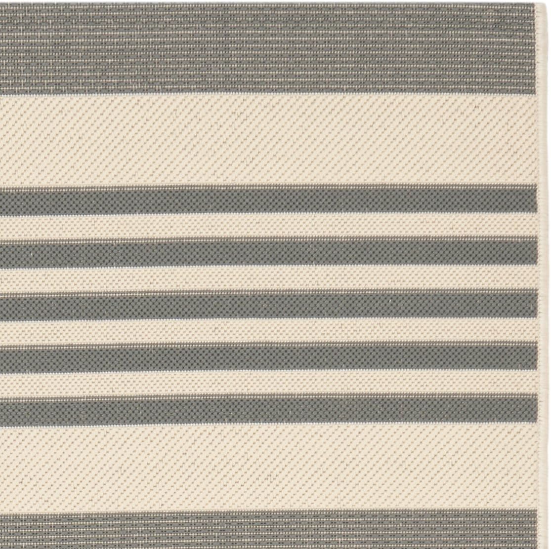 SAFAVIEH Courtyard Collection Accent Rug - 2' x 3'7", Grey & Bone, Stripe Design, Non-Shedding, Easy Care,