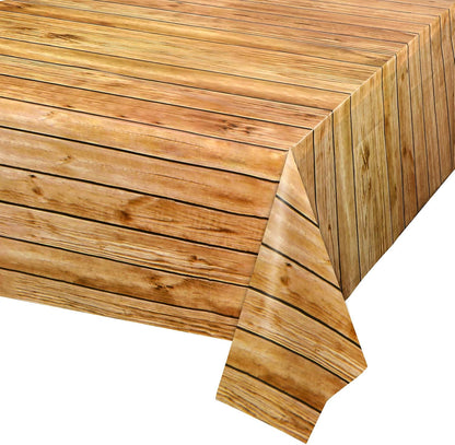 PHOGARY 3PCS Wood Grain Tablecover, Rectangular Tablecloth for Rustic Wedding Baby Shower Decoration