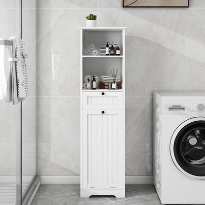 One Compartment One Drawer Tilt Out Laundry Sorter Cabinet White