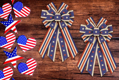 Regine Switzerland Patriotic Independence Day Wreath Bow - July 4th American Flag Burlap Decor