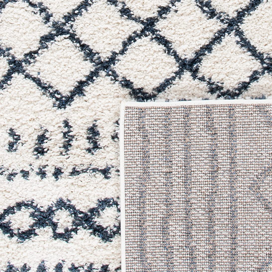 SAFAVIEH Area Rug 10x14 - Arizona Shag Collection - Large - Ivory & Slate, Moroccan Boho Design, Non-Shedding & Easy to Clean, Ideal for Living Room, Bedroom, Dining Space (ASG741M)