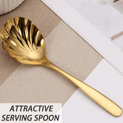 Mafier Large Serving Spoon, Stainless Steel Catering Serving Utensils for Party Buffet Dinner Banquet Cooking Kitchen Basics,Dishwasher Safe(Gold)